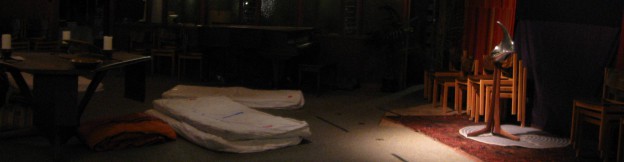 Church worship space with mattresses on the floor